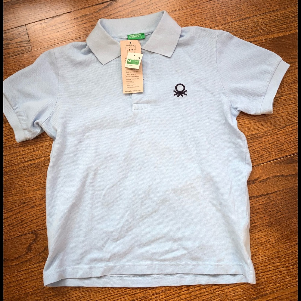 NWT Benetton Blue Cotton Polo Shirt.